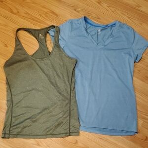 Large Athletic Tops Champion Tee/Icyzone Racerback Tank Moisture Wicking